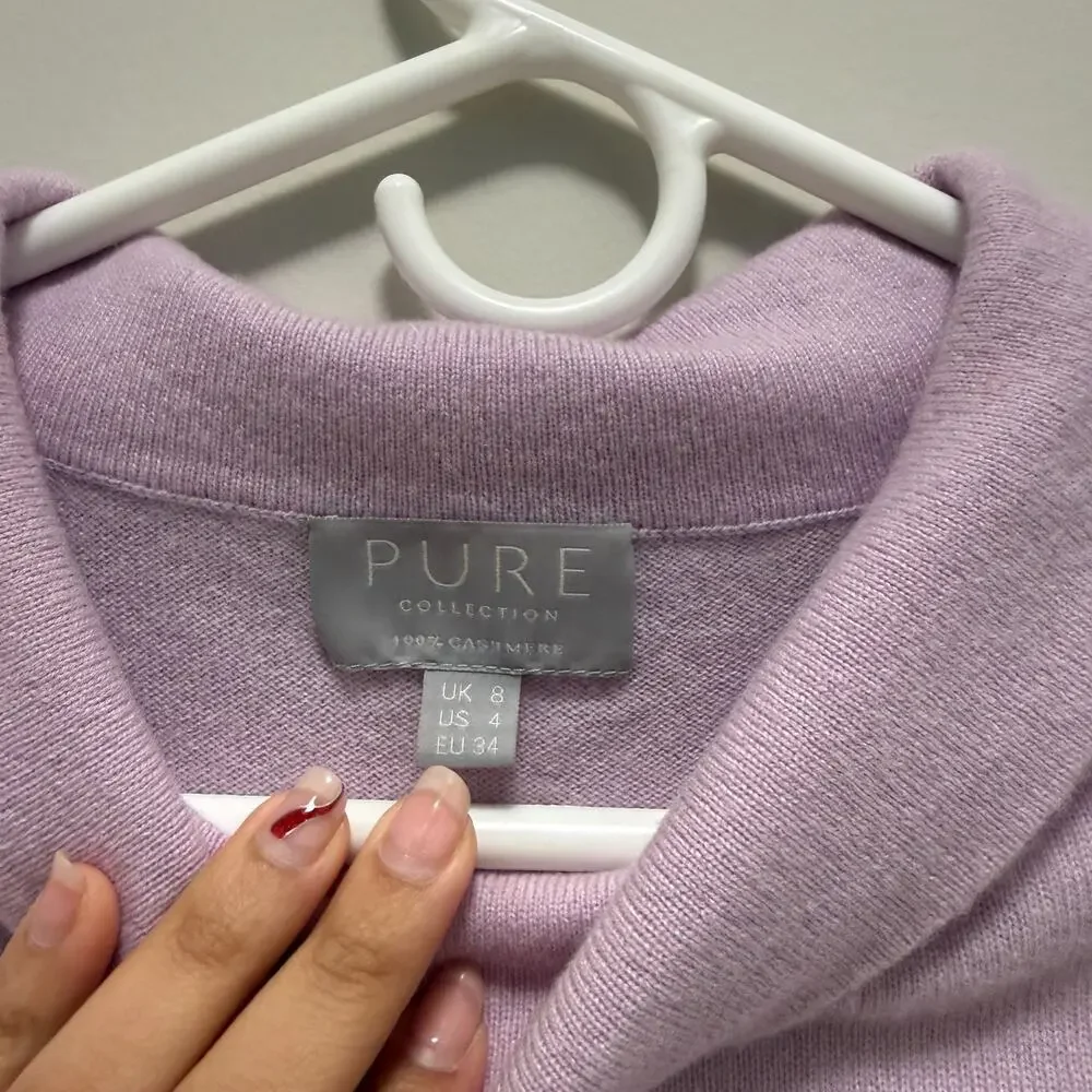 Pure Collection Women 100% Cashmere Sweater 4 Cowl Neck Old Money Preppy Classic